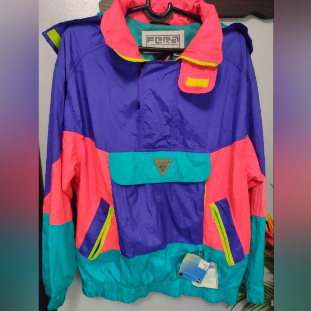 Fera Skiwear Vtg 90s Men's Lightweight Multicolor 1/4 Zip